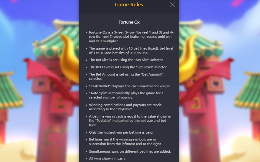 fortune ox pg demo game rules